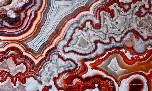 Polished red and white banded agate cross-section