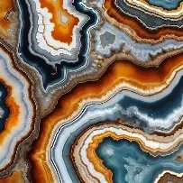 Orange, blue and grey banded agate slice